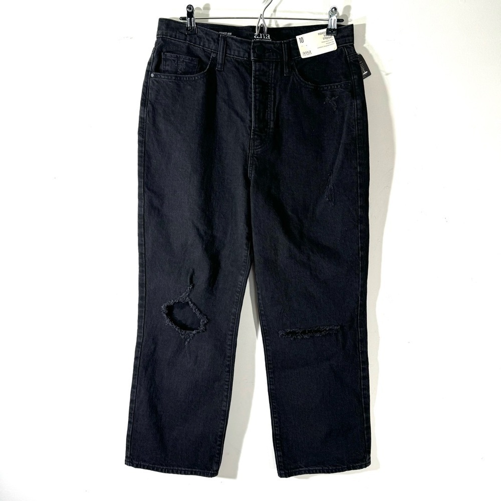 ANA highest rise vintage straight black jeans NWT